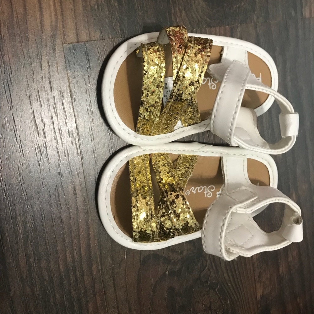 ADORABLE gold and white baby sandles